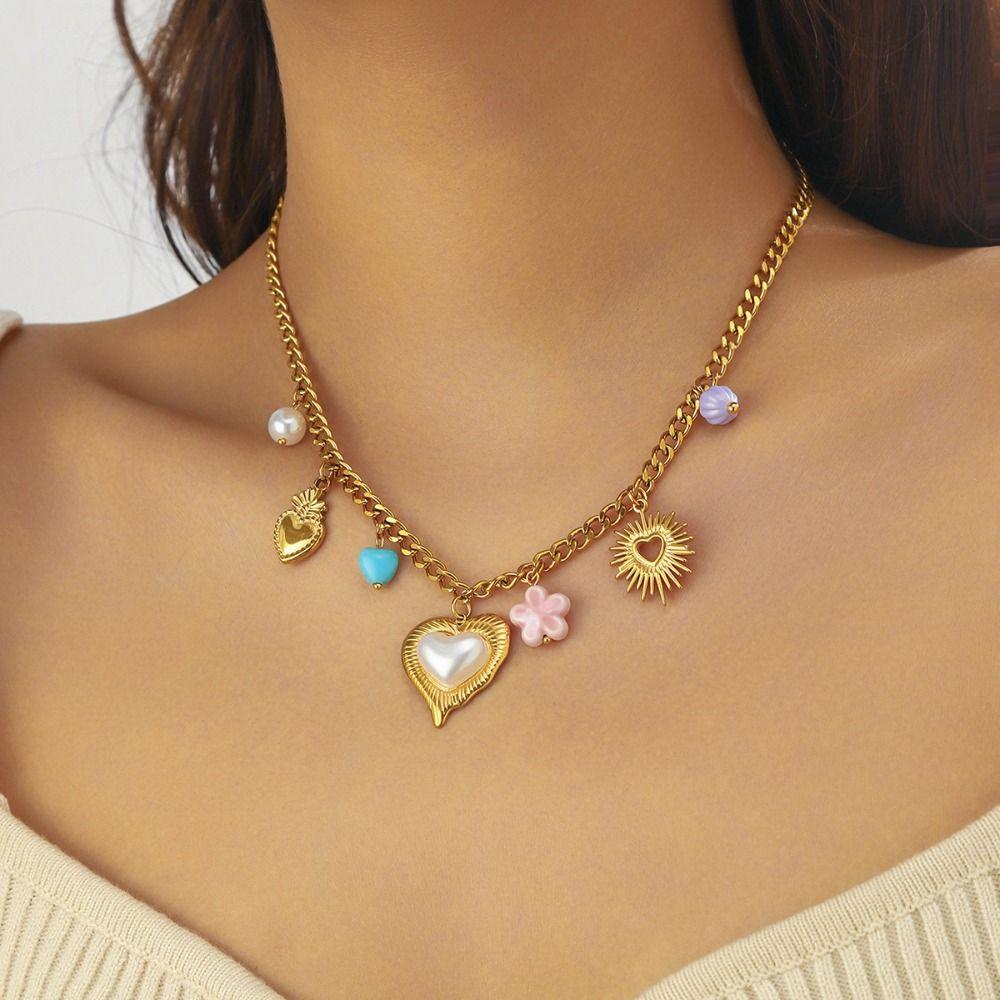 Vintage Eyes of Demon Necklace Delicate Multilayer Pearl Necklace  Streetwear