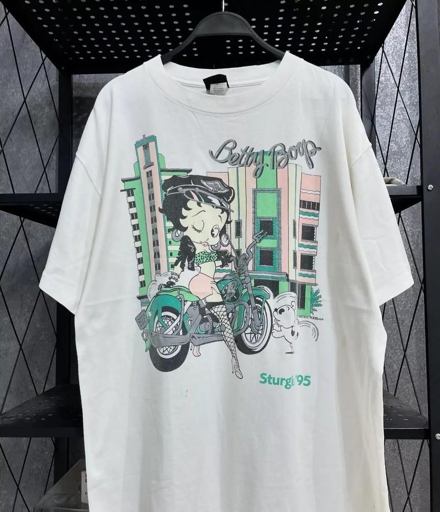Remake Betty Boop ‘Sturgis Biker Girl’ Cartoon Tee 1994s T shirt S5XL Unisex T-Shirt L