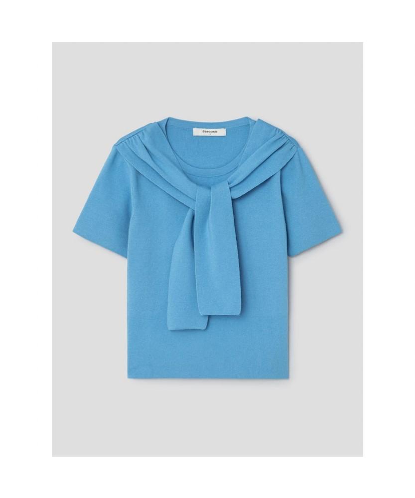 8SECONDS Layered Short Sleeve Pullover Sky Blue