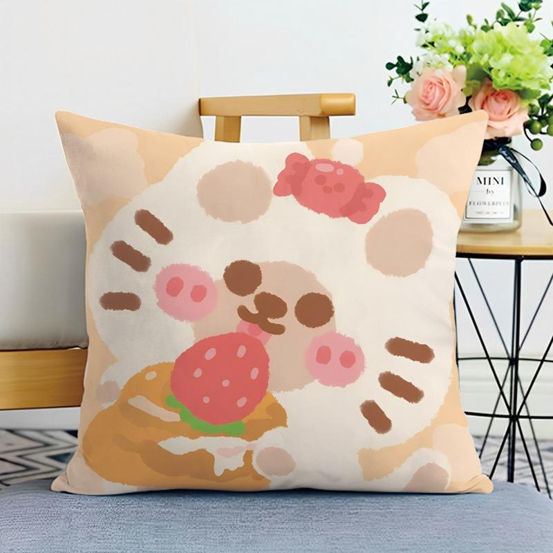 Cute Cartoon Pig Print Decorative Pillowcase Bedroom Living Room Square Cushion Pillowcase