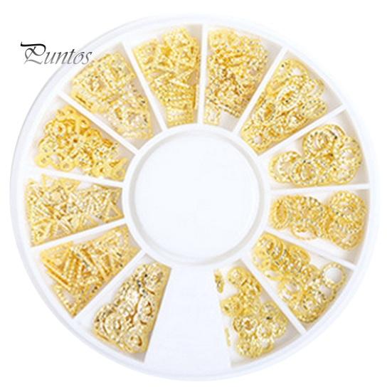 1 Box Nail Art Accessories 3D Metal Rivets Moon Star Shape DIY Manicure Reusable Nail Charm Jewelry Nail Art Manicure Accessories