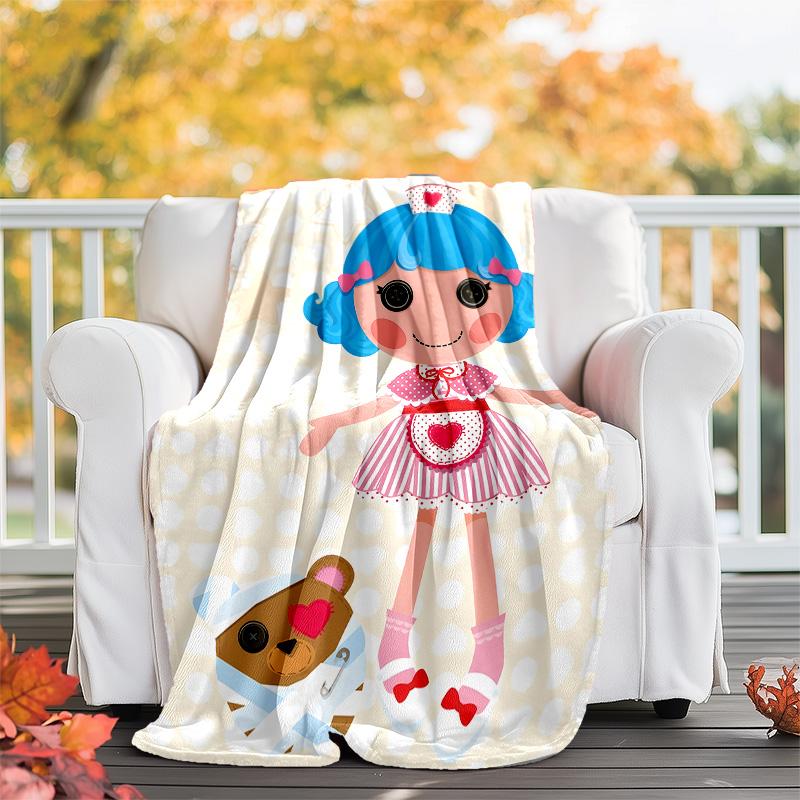 1pc Lalaloopsy1 Theme Blanket - Digital Print, Polyester, Cozy for All Seasons, Perfect for Outdoor, Camping, and Travel