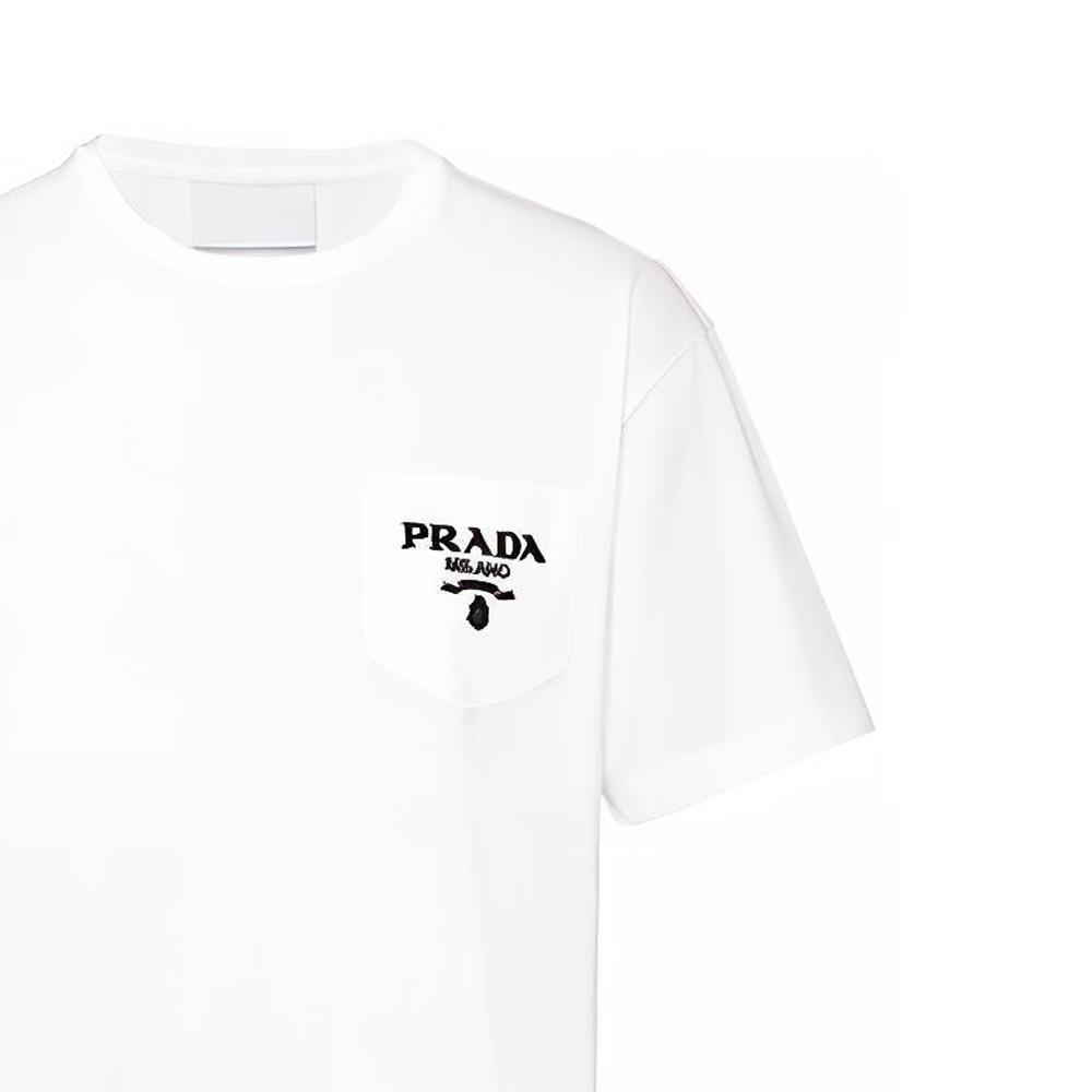PRADA T-Shirts Men's White Crew Neck Moderate UJN787-1Z53-F0009-S-221