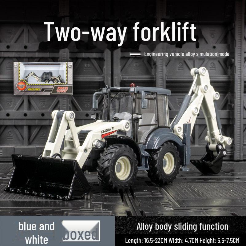 Simulation Double-Head Forklift & Excavator Alloy Model for Kids