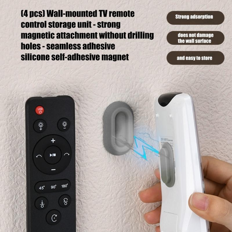Pack of 4 Space Saving Silicone Remote Holder With Powerful Magnets Wall Mounting Storage Rack For Home Electronics