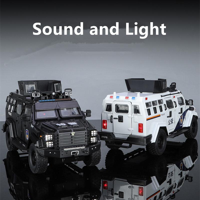 1:24 Legierung Tiger gepanzertes Auto LKW Modell Diecasts Metallspielzeug Polizei Explosionsgeschütztes Auto Fahrzeuge Modell Ton und Licht Kinder Geschenke