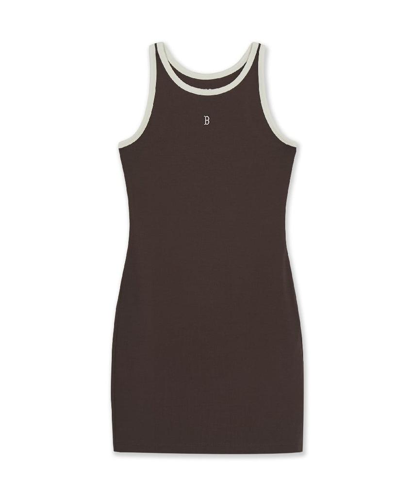 Emelbi Women'S Basic Ringer Ribbed Sleeveless Dress Bos (D.Brown)