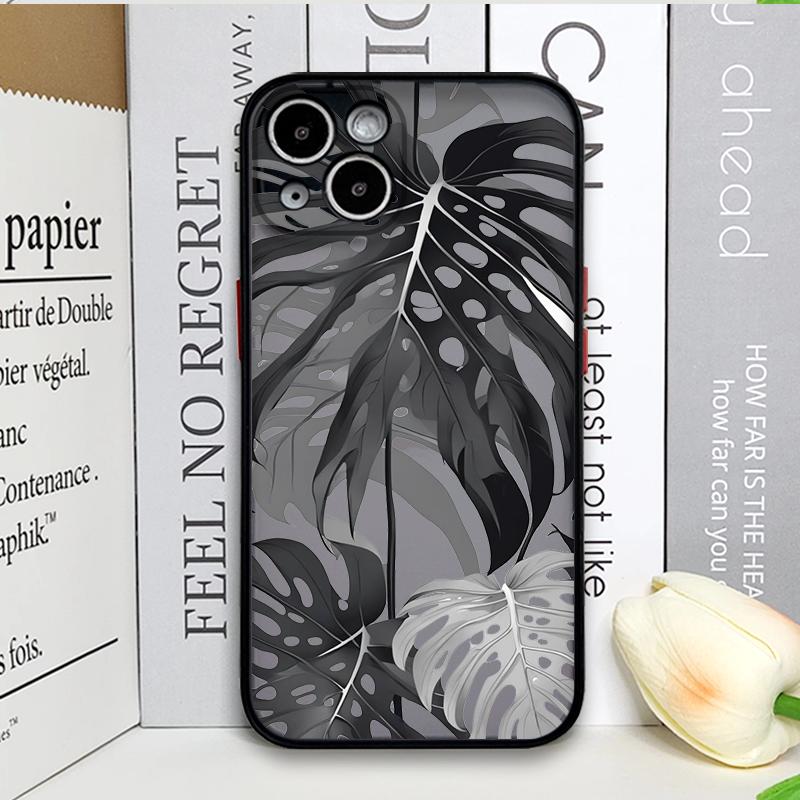 Palm Leaf Tree Black Leaves Phone Case for IPhone 16 15 14 11 Pro Max 13 12 Mini 7 8 14 15 16Plus SE X XS Matte Shockproof Cover