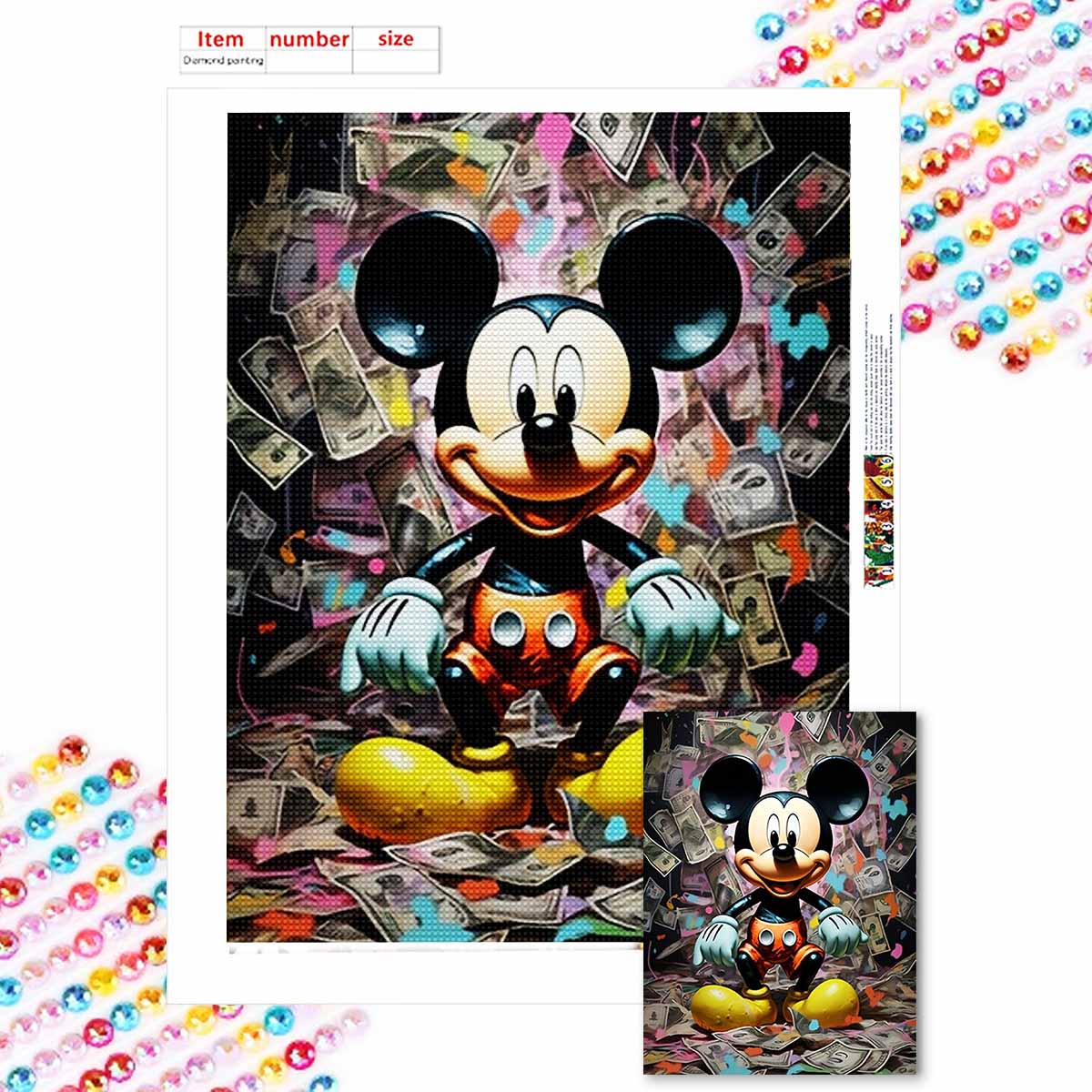 

DIY Diamond Painting Rich Mickey Cross Stitch Kit Mosaic Art Diamond Painting Full Circle Diamond Home Decoration Round 20x30cm