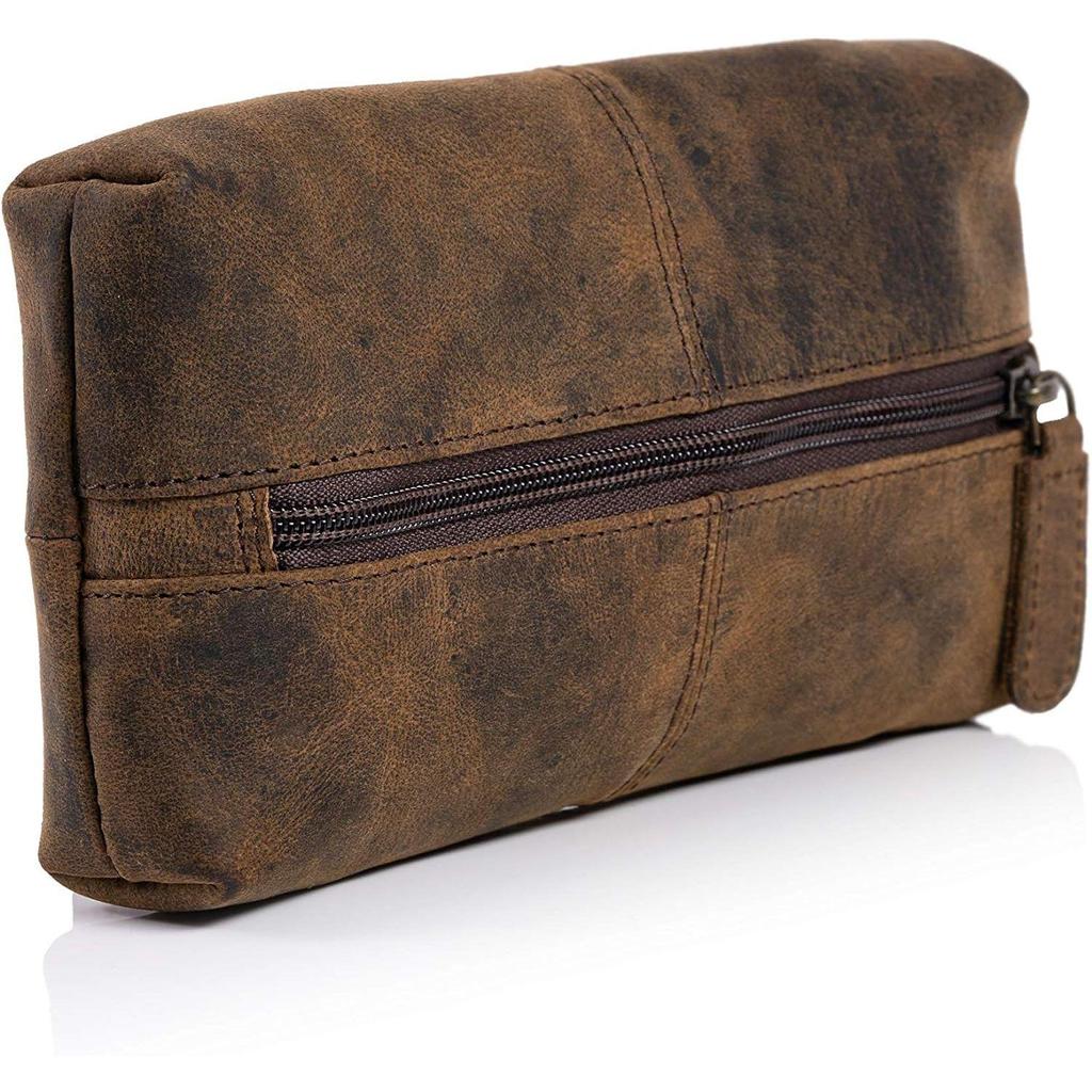 Leather Zip-Lock Cosmetic Makeup Pouch Bag Pen Pencil Case