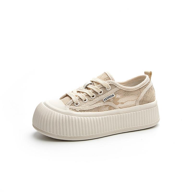 New Fisherman Shoes Lace Mesh Platform Biscuit Board Shoes Niche Ugly Cute Breathable Versatile Casual Big Head Bread Shoes