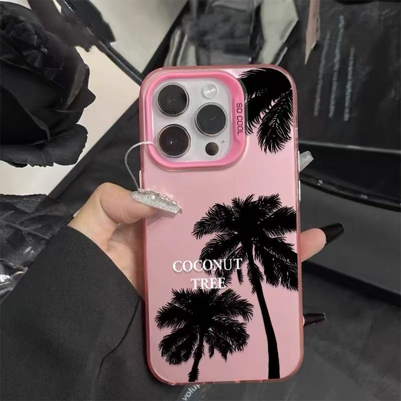 The new silhouette coconut tree is suitable for iphone17 mobile phone case Apple 15promax/14 anti-drop 13pro16 premium.