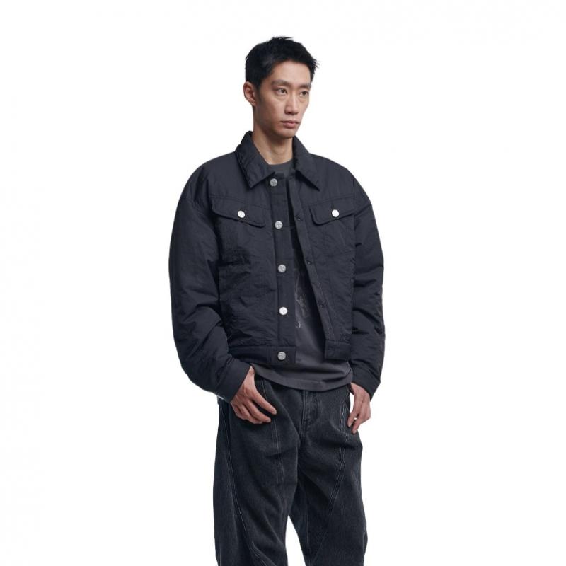 NOMANUAL Padded Nylon Trucker Jacket   Black