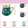 Style Creative Ceramic Mug With Crown Lid And Spoon For Office And Home Use