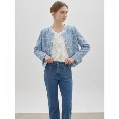 Tweed Jacket Colorless Trimming C261msf203