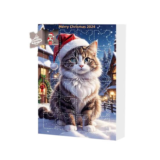 Advent Calendar 2024 Cat Dog Pendant Acrylic Christmas Countdown Calendar for Boys Girls Kids Children Colorful Holiday Room Decorations Gifts