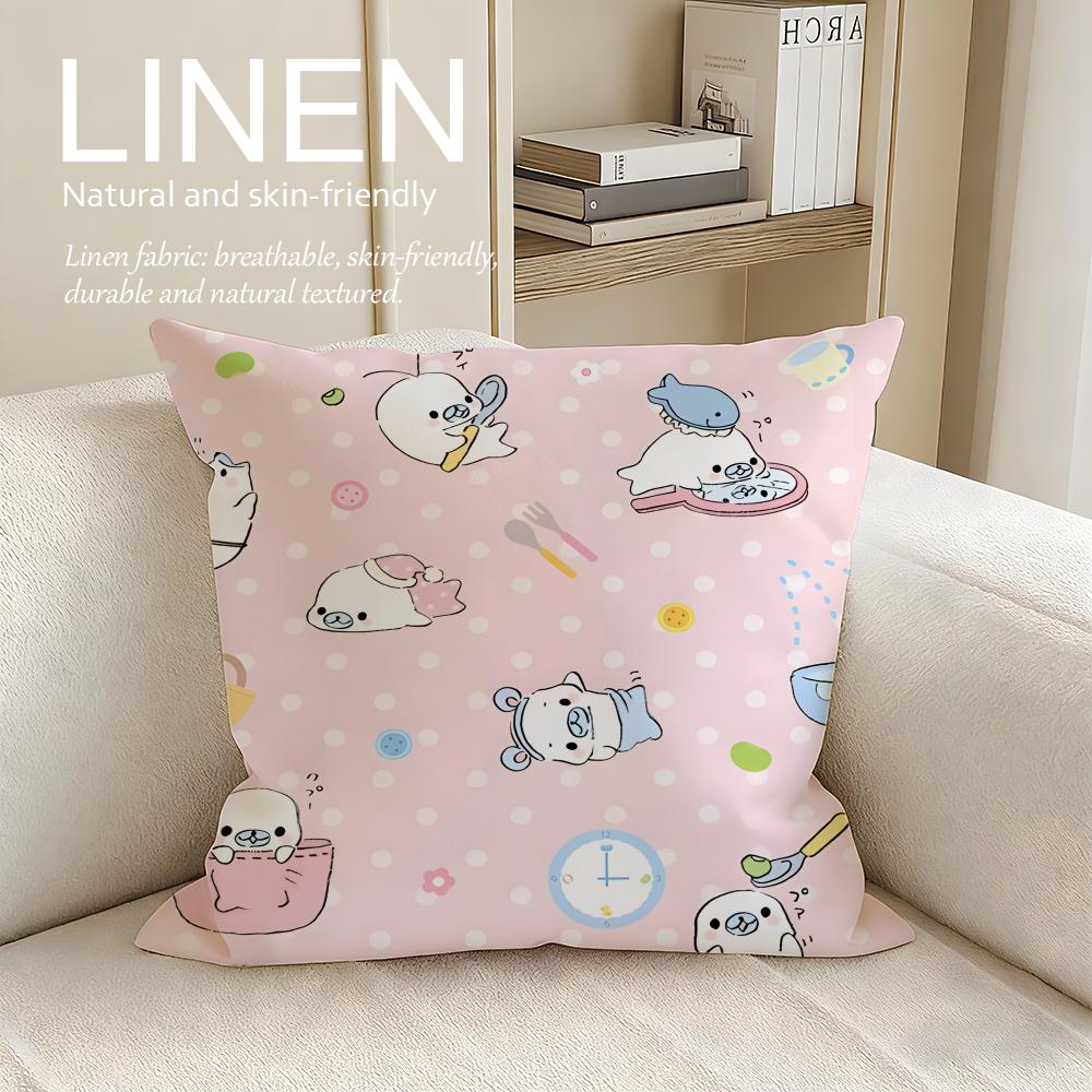 Cute Yurumofu Seal Cushion Cover Pillowcase Set Pcs x x Breathable Washable Sofa Cushion Cover