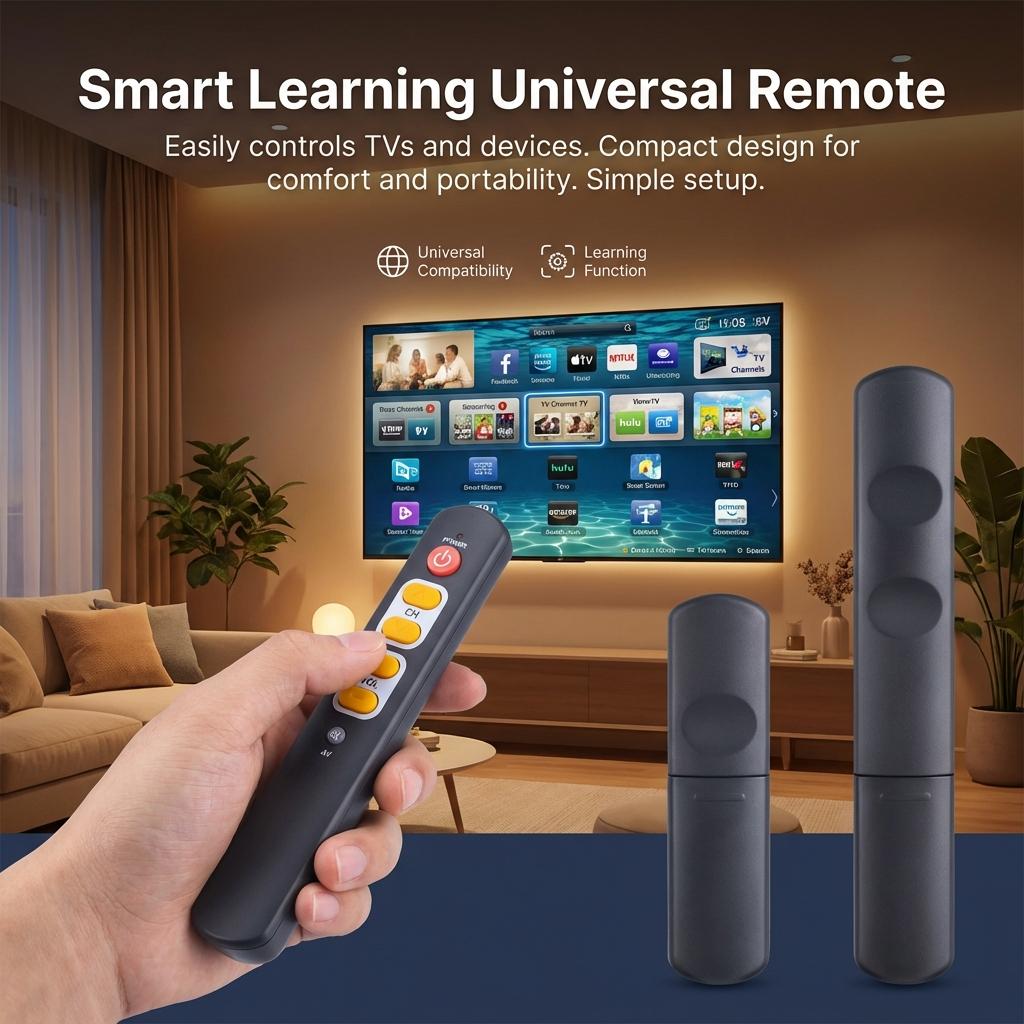 Smart Learning TV Remote Control Universal Compatibility Portable Design ABS Material