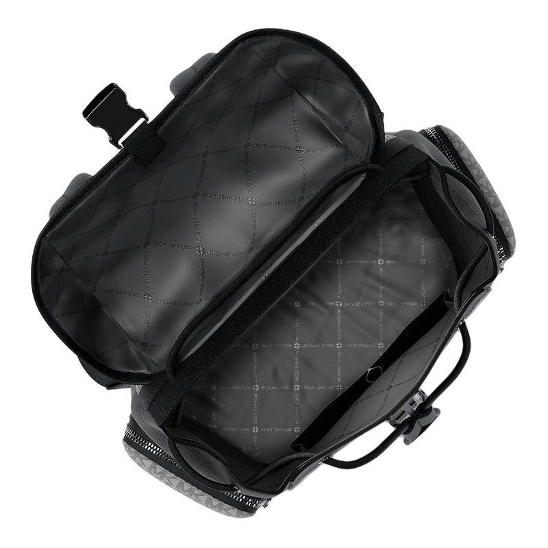Michael Kors COOPER Kontrastfarben Design Altblumenmuster Metallzubehör beschichtetes Segeltuch Rucksack Herren Schwarz