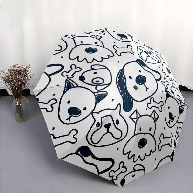 1 st Doodle Dogs Automatiskt Öppnings-/Stängningsparaply Kompakt Fällbart Paraply, Allväders Portabelt Paraply för Kvinnor/Män F1124368