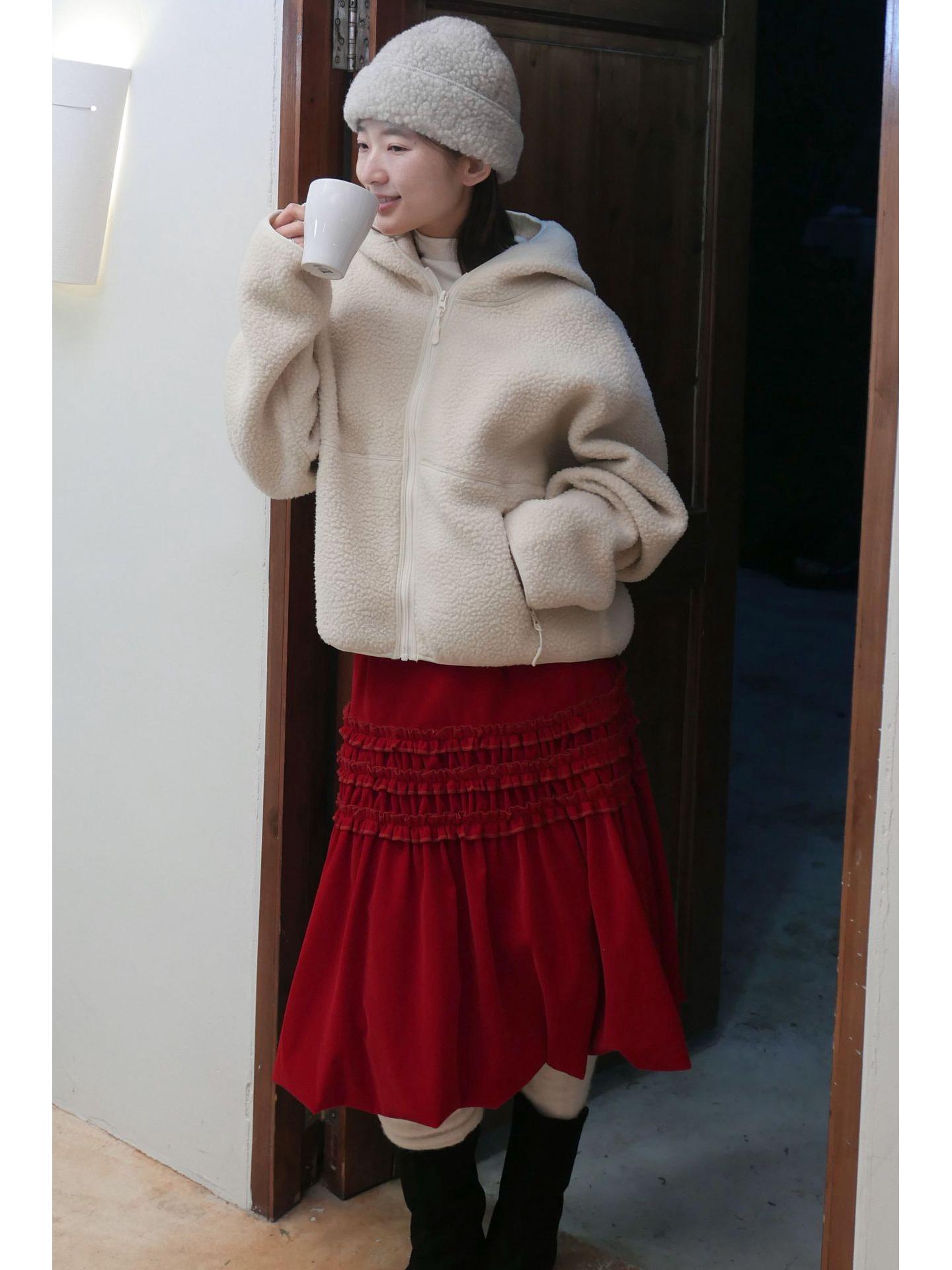 

Winter Slimming Velvet Pleated Lace Skirt - Textured Design Medium