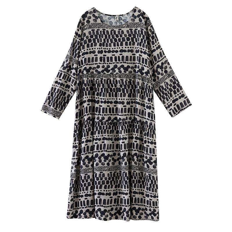 DIMANAF New 2026 Women Plus Size Spring Summer Beach Long Dress Lady Loose Oversize Maxi Floral Print Black Dresses