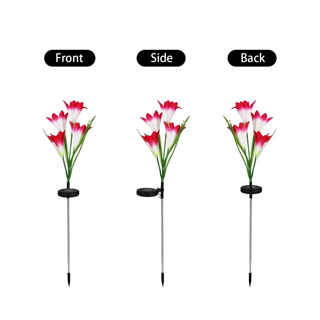 Solar Powered Outdoor Garden Light with Artificial Lily Flower Design for Yard Patio Pathway Decoration with Stake Mount
