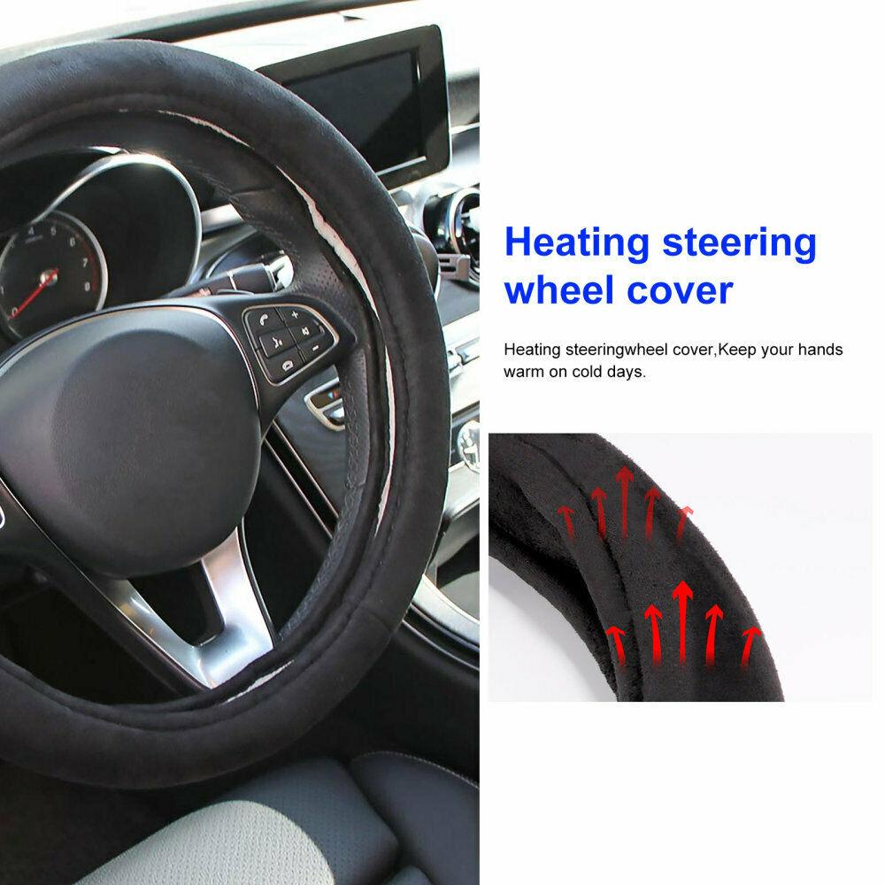 38cm Car Lighter Charger Heater Warm Steering Wheel Cover Heating Universal 12V Interior Accessories Warm Steering Covers