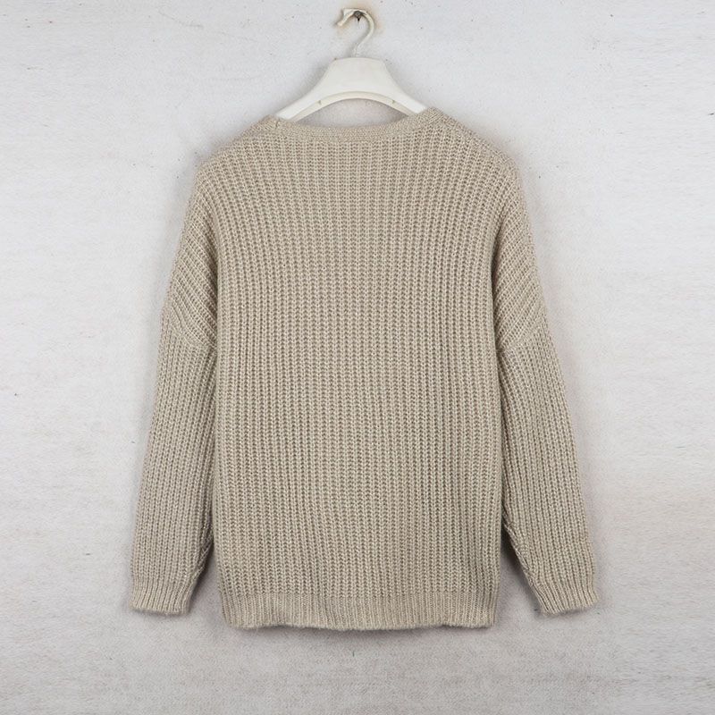 Sunshine Home Autumn and Winter New Foreign Trade European and American Plus size women clothing V-neck Loose Long sleeve Sweater Lazy Fan Knit