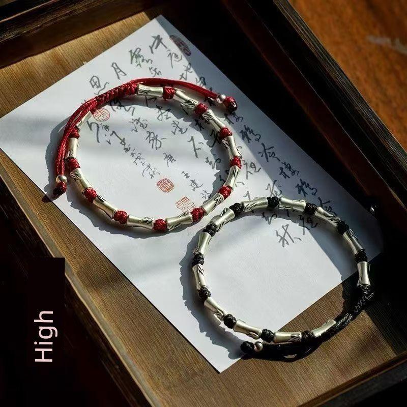 

Бамбуковый браслет Новый китайский стиль Пара для влюбленных Причудливый Мужской и Женский Знак любви Вступительный экзамен в аспирантуру Карьера Плетеный ручной ремешок [2 combination price] red rope + black rope