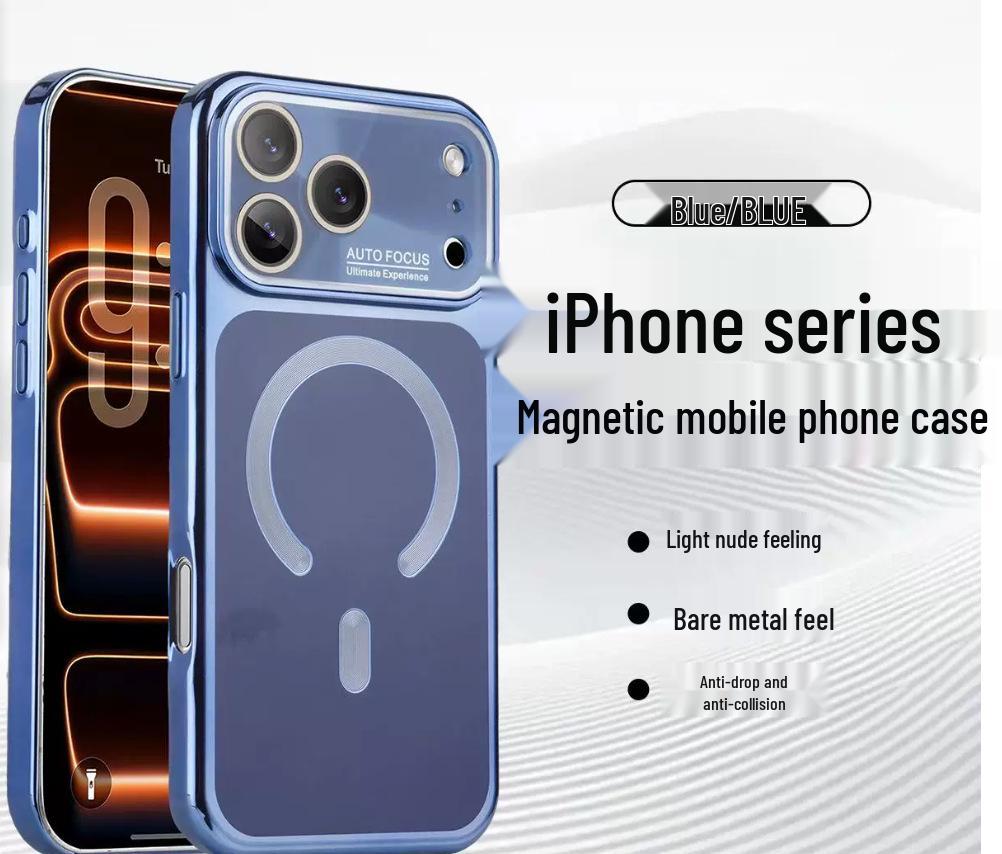 Compatible Apple 17 Pro Max Magnetic Plating Case with iPhone 16 Lens Film Cover