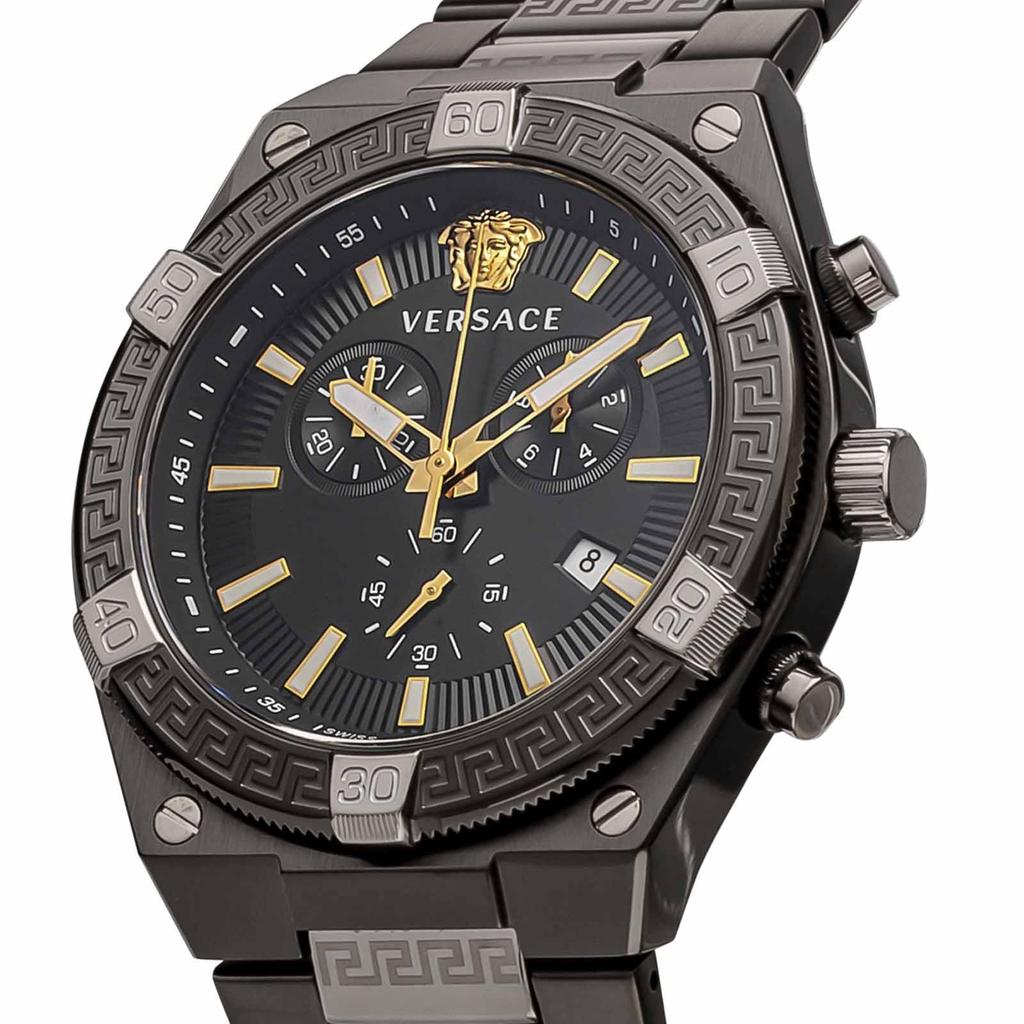 Watch SPORTY GRECA Black Dial Quartz Daily Waterproof Sapphire Glass 46mm VESO01022 Black [Versace] Men's [Item]