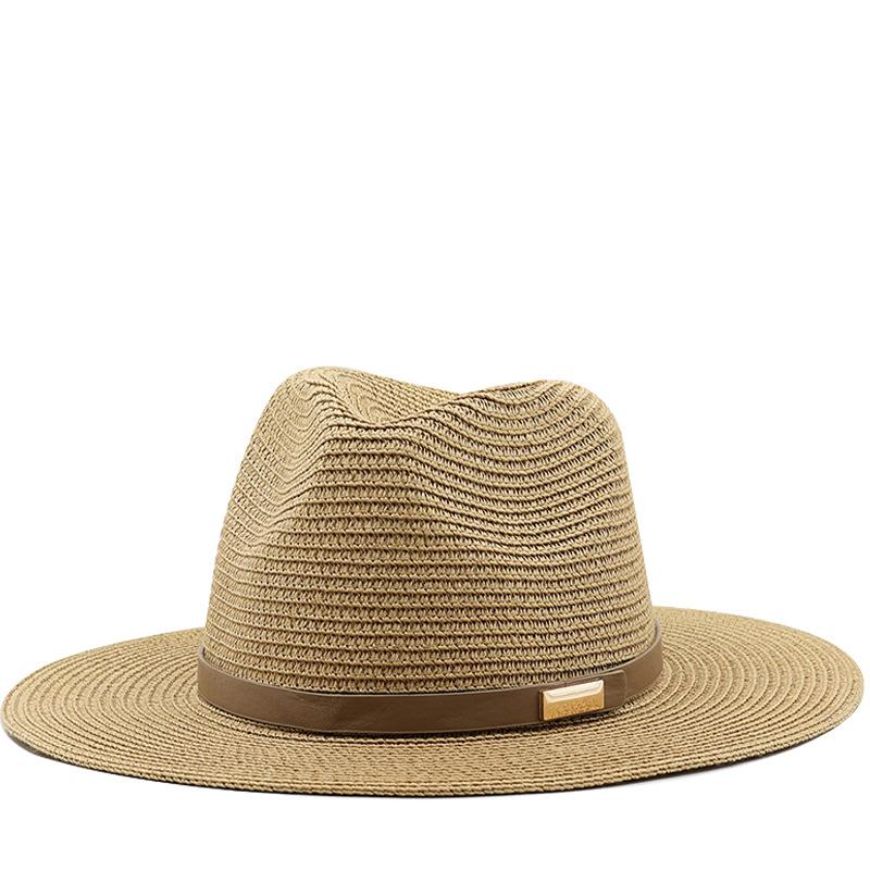 

Women s popular fashion versatile big edge jazz top hat new spring and summer sunscreen shading straw hat 58cm хаки