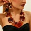 Exaggerated Geometric Irregular Resin Necklace Earring for Women's Jewelry Set
