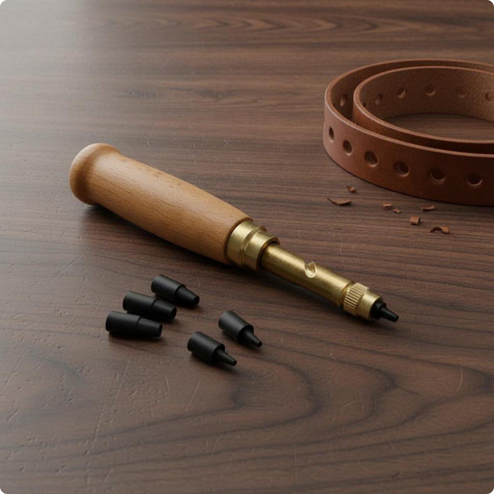 Rotary Leather Punch Replaceable Heads Belt Hole Punch Multi-Head Design DIY Craft Use