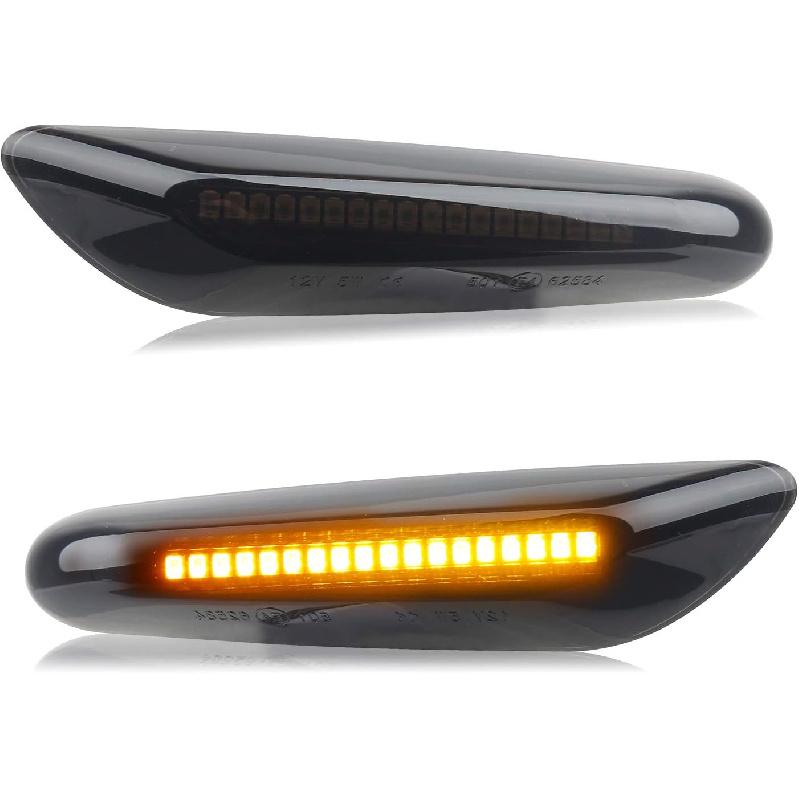 LED Side Marker Turn Signal Lights Smoked Lens Compatible with BMW E90 E91 E92 E93 E46 E53 X3 E83 X 1 E84 E81 E82 E87 E88
