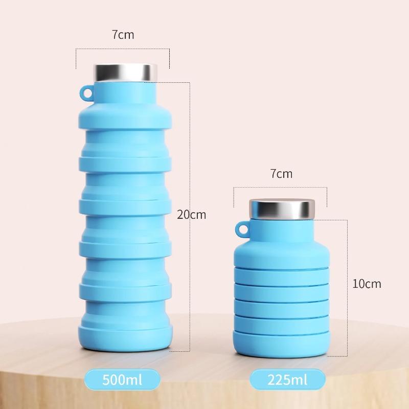 

Portable Foldable Silicone Water Bottle, Collapsible Reusable Travel Drinking Cup, BPA Free Outdoor Hiking Camping Sports Water Bowl синий