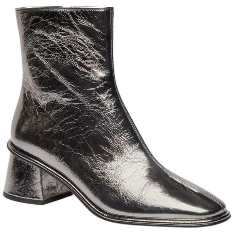 Coach Gigi Sheepskin Chunky Heel Zipper Ankle Boots 5.5cm Women ankle boots Gray CX016-ANT