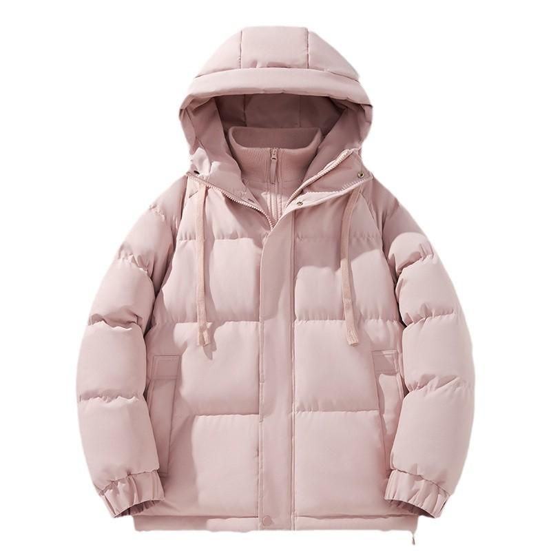 Fake Two-piece Cotton Coat Jacket Men and Women Same Style Winter Thick Hooded Bread Suit Youth Cotton Jacket Warm and Cold-proof Cotton Jacket