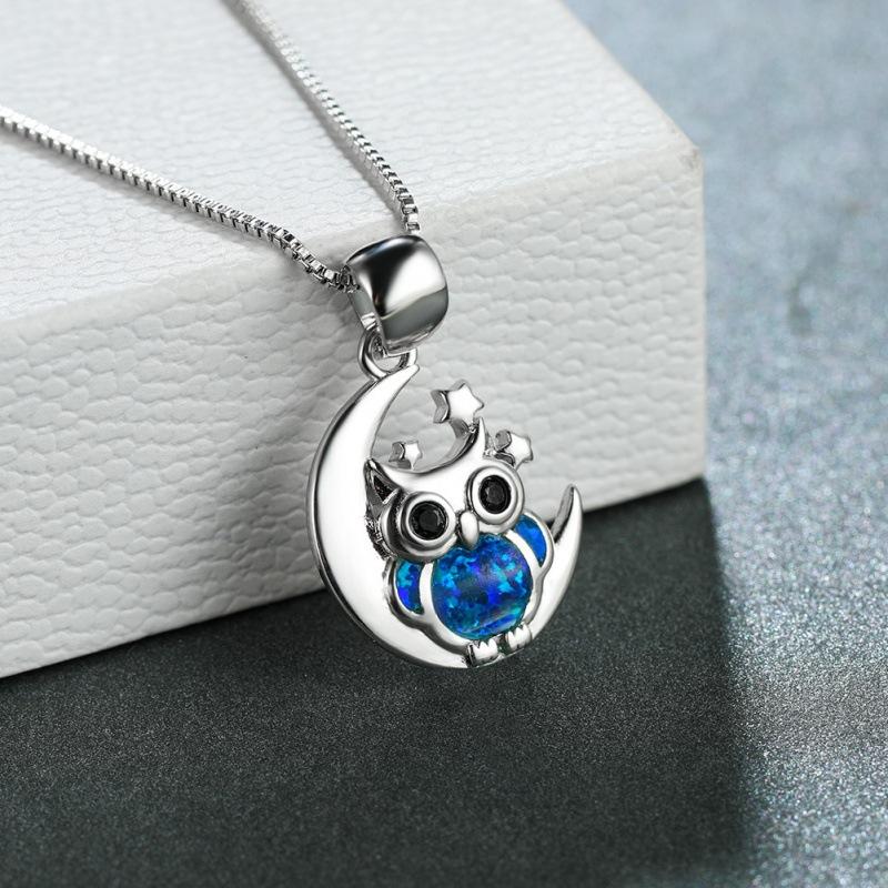 

Personalized Platinum Star Moon Owl Necklace Simple Fashion Temperament Versatile Clavicle Chain синій