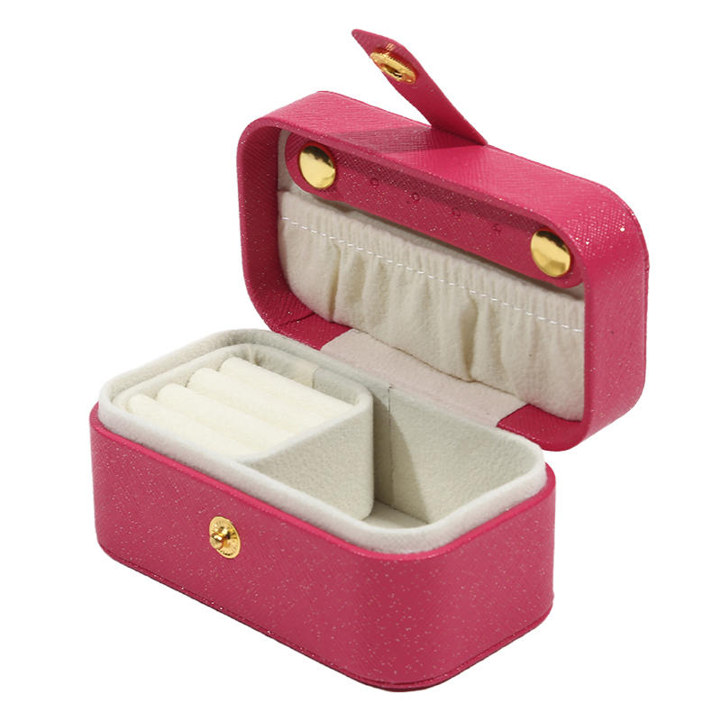 Simple PU Leather Jewelry Storage Box Mini Solid Color Jewelry Display Case Packing Portable Ring Necklace Case Girls