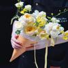 Rose Packaging Box Ice Cream Style 10PCS Bouquet Wrapping Bag for Valentine's Day Gift Romantic