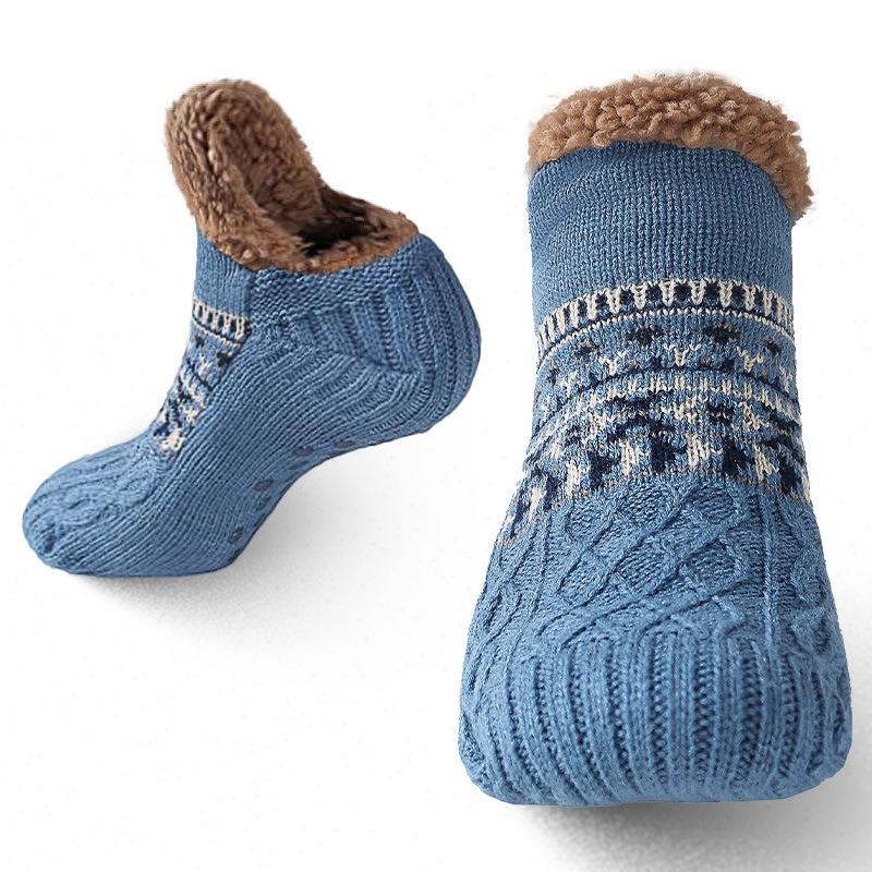 thumbnail interactive-video image 1 of CityComfort Slipper Socks Women Teens - Fluffy Socks Non-Slip Warm Fleece One Size Lounge Wear - Gifts For Women, Burgundy White 1 of 12