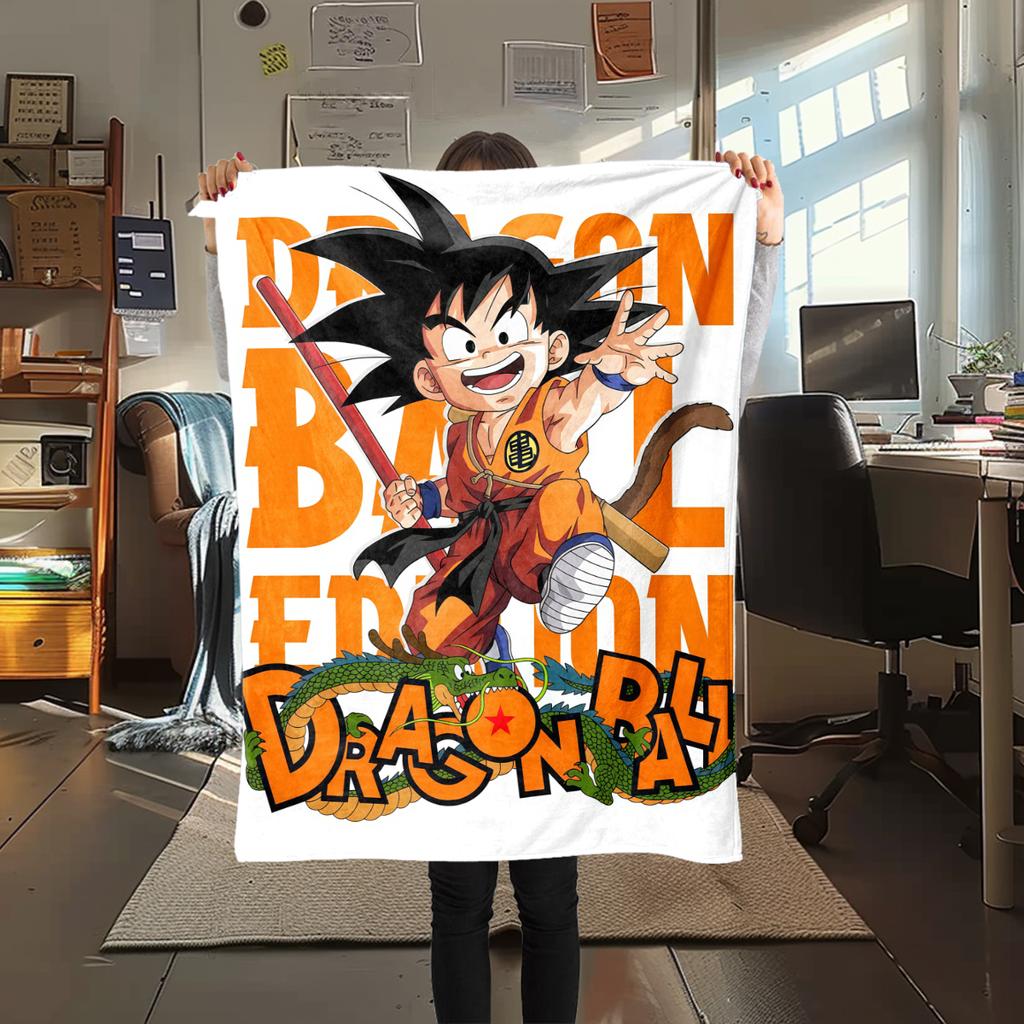 1PC Son Goku  Print Flannel Blanket, High Quality All Seasons, Home Decor, Warmth and Comfort, Perfect for Christmas Gifts