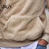 Plus Size Winter Hoodie Letter Pattern Hooded Hat Long Sleeves Pullover Soft Drawstring Plush Embroidery Men Autumn for Daily Wear