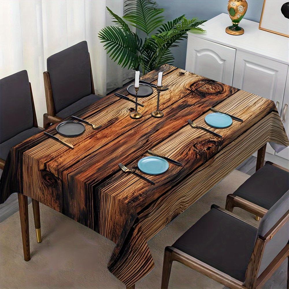 Rustic Wooden Pattern Tablecloth, Rectangular Polyester Table Cover, Festive Party Decor For Home, Coffee Table, All-Season Use