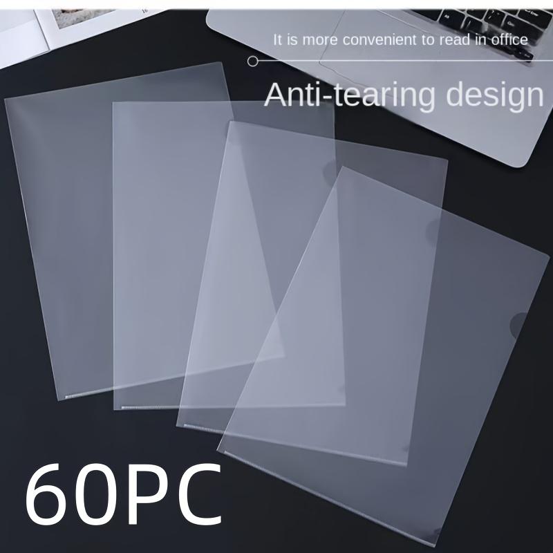 A4 Plastic File Folders - 60/30/10pcs, L-Shaped Transparent Document Protectors for Office Organization