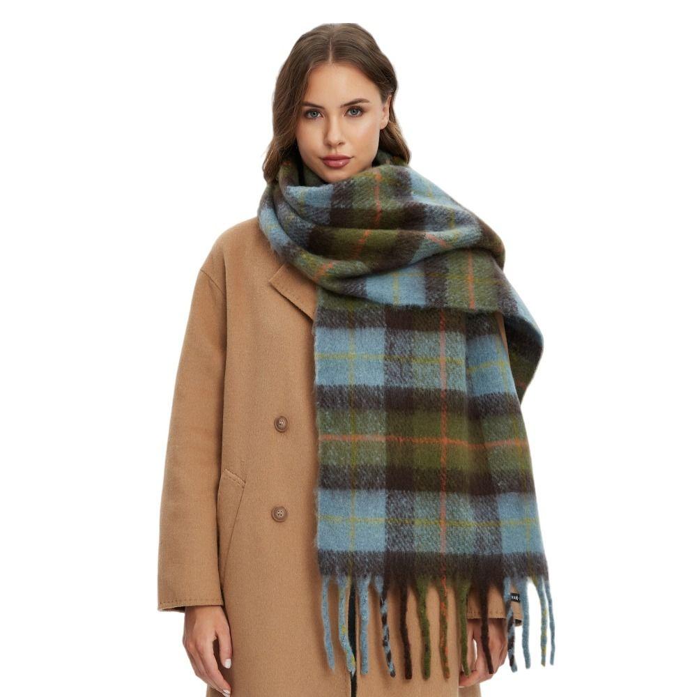 Plush Rainbow Tassel Shawl Mohair Winter Cashmere Scarves Retro Warm Wraps  Autumn Winter