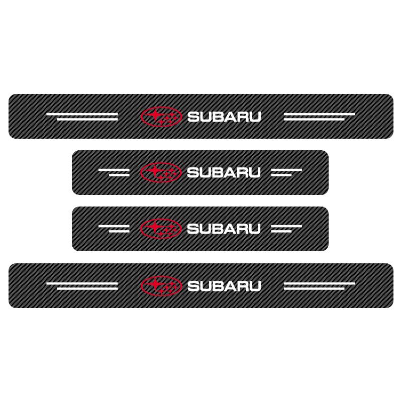 4Pc Car Door Plate Carbon Fiber Threshold Protector Sticker For Subaru Outback Crosstrek XV Forester BRZ Legacy Impreza WRX 2006 STI Ascent