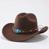 European and American Western Cowboy Hat Big Edge Wool Hat Riding Hat Top Hat Turquoise Accessories